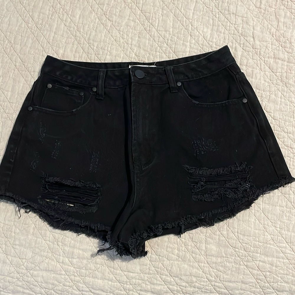 TOBI Denim Distressed Black Jean Shorts (size 28)